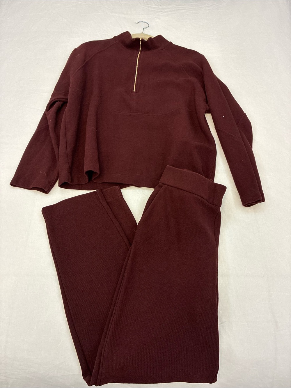 Massimo Dutti Burgundy Half-Zip Track Top & Joggers Set